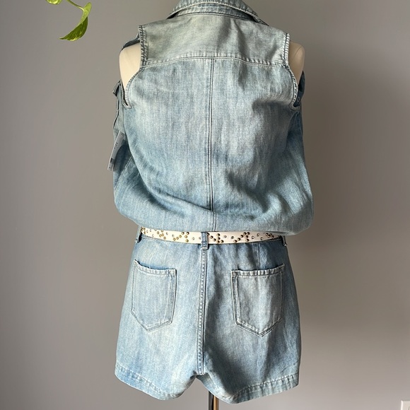 J. Brand Kayla Denim Jumper Romper in Montauk Wash Linen Blend Size Small NWT - Picture 4 of 9